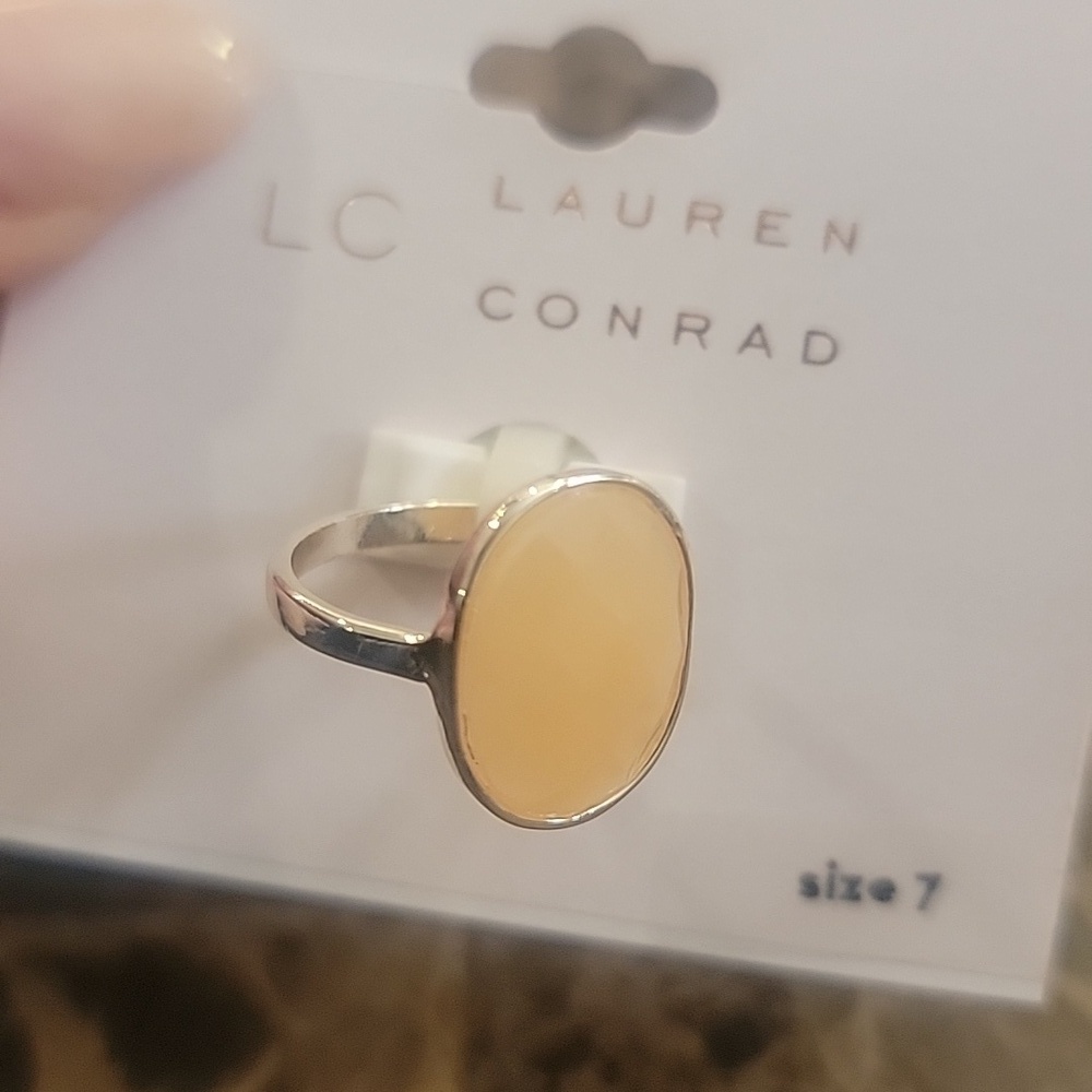LC Lauren Conrad Silver Ring with Peach Stone